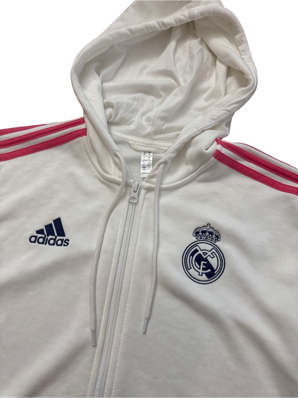 Adidas Real Madrid Women’s Full Zip Up Jacket Medium Soccer Pink Stripes Futbol